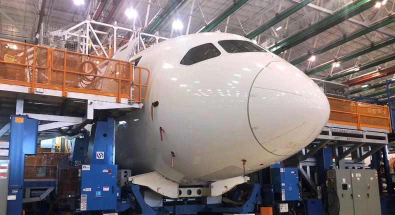 Boeing 787 Dreamliners are built at the aviation company's North Charleston, South Carolina, assembly plant on May 30, 2023.JULIETTE MICHEL/AFP via Getty Images