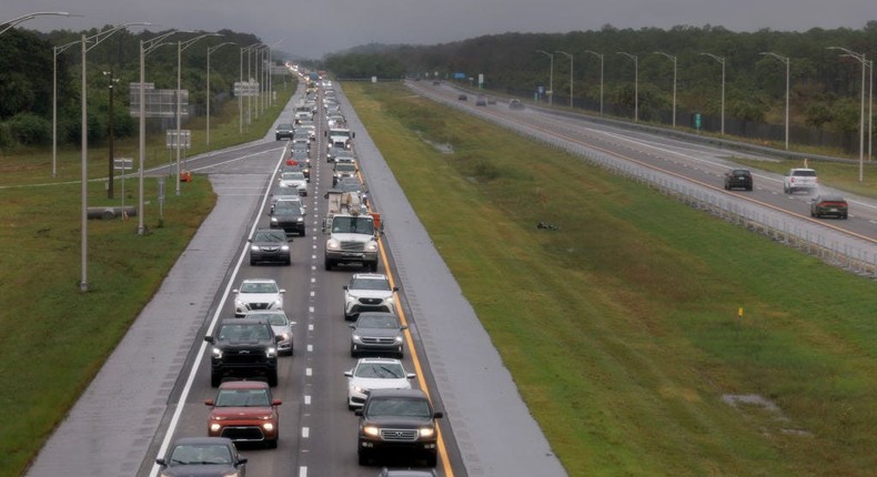 Florida residents evacuating Hurricane Milton, which is set to hit Gulf Coast cities the evening of October 9.Joe Raedle/Getty Images