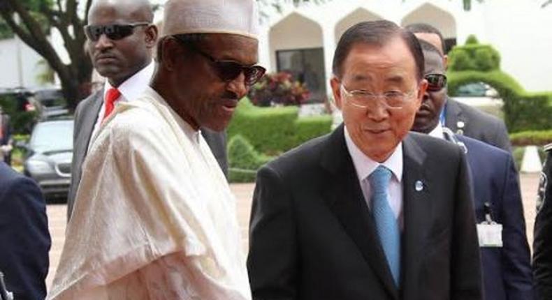 President Muhammadu Buhari meets with UN Secretary General, Ban Ki-Moon on August 24, 2015.