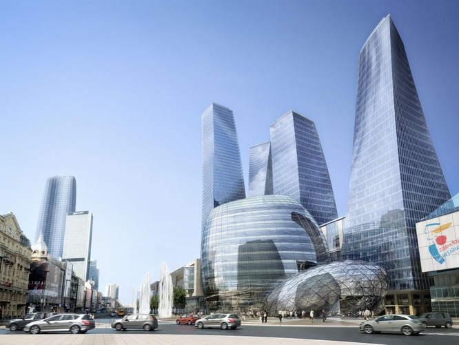 Jedna z koncepcji zabudowy Placu Defilad nad linią średnicową