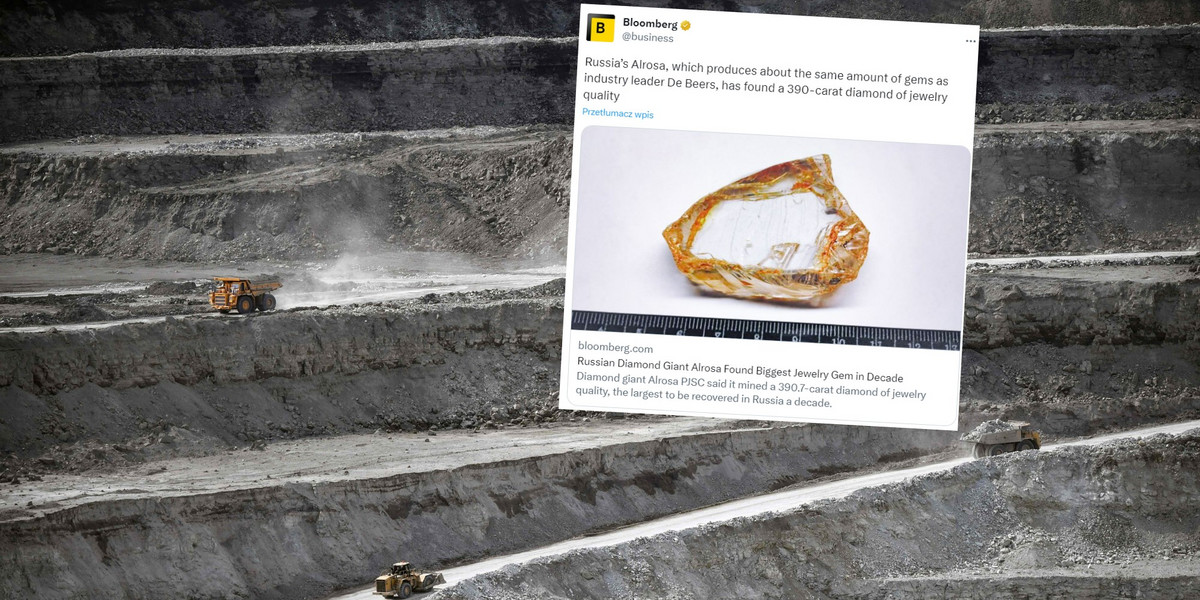 Alrosa znalazła największy diamnent wydobyty w Rosji od 10 lat. Na zdjęciu: należąca do Alrosy kopalnia diamentów w Jakucji