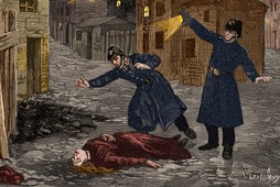 Ilustracja z „Le Petit Parisien z 1891 r. przedstawiająca zbrodnię popełnioną przez Kubę Rozpruwacza w londyńskiej dzielnicy Whitechapel