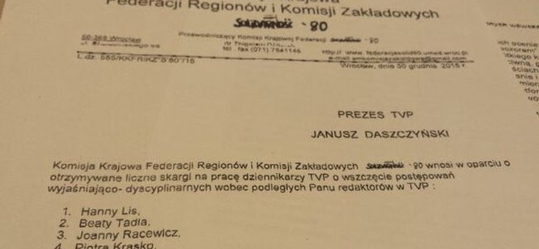 Zwiazek zawodowy domaga się zwalniania pracowników TVP?