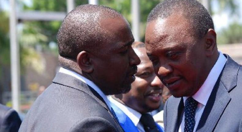 Jubilee Senator Mithika Linturi and President Uhuru Kenyatta. Linturi was summoned by the DCI over allegations by his wife for threatening to kill her