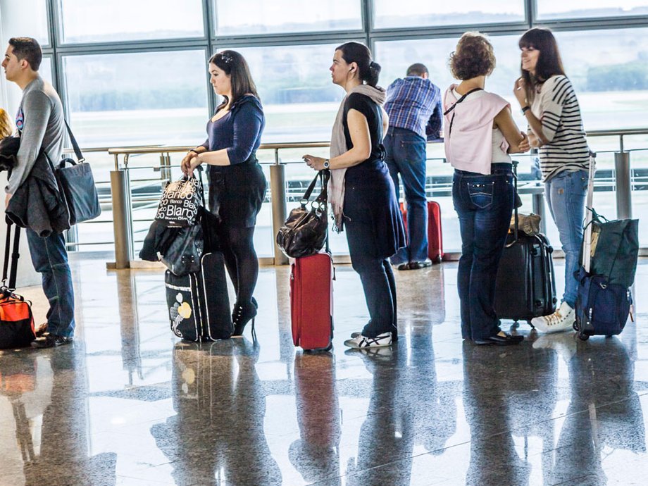 When you're at the airport, look for lines on your left.