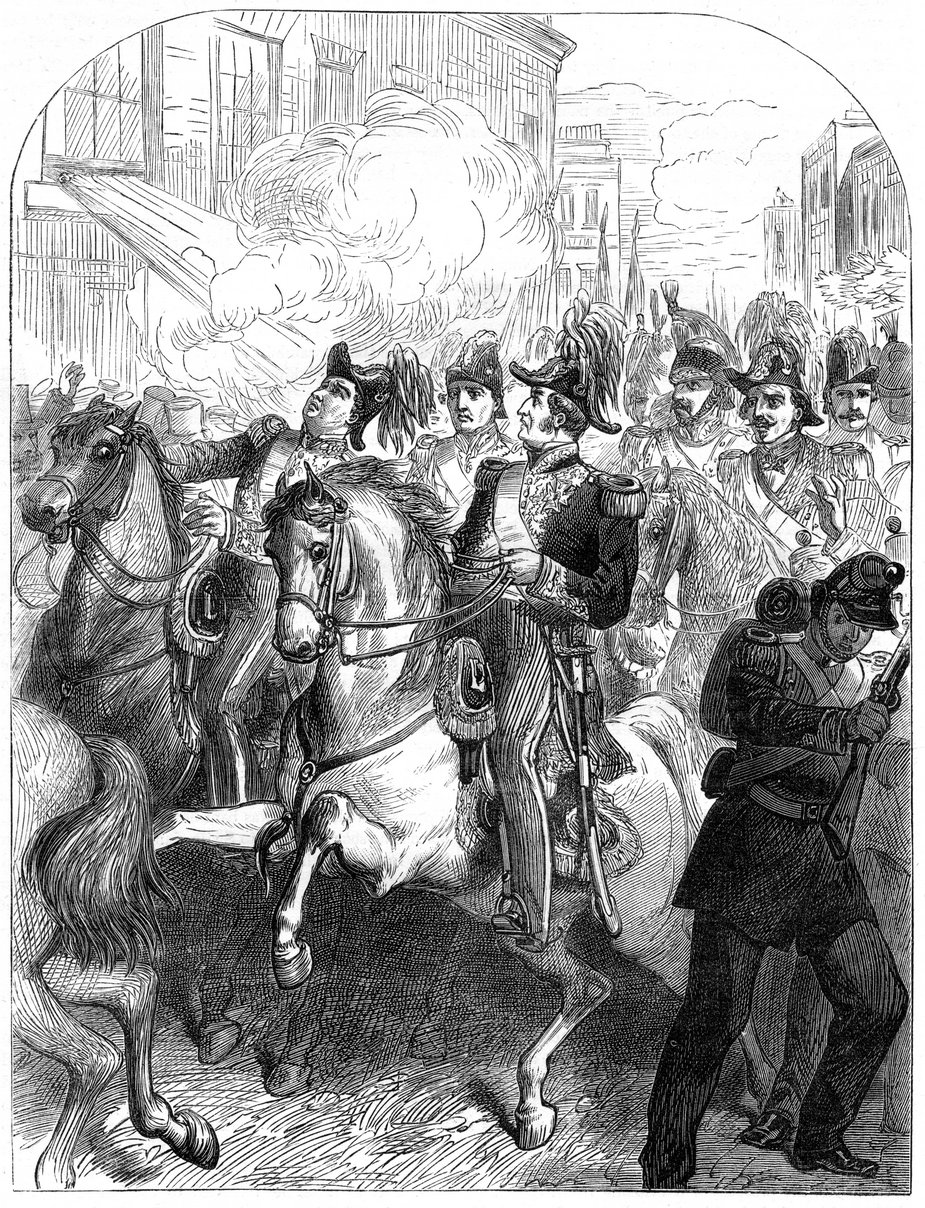 Moment zamachu na Ludwika Filipa i jego świtę. 29 lipca 1835 r. w Paryżu