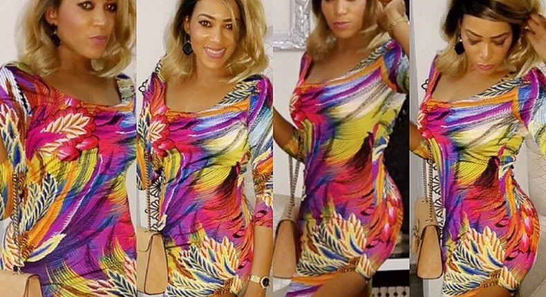 Rukky Sanda in a floral thigh high slit dress