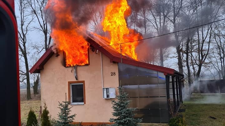 Pożar w domu w Skęcznie