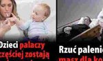 Plująca krwią kobieta na paczkach papierosów 