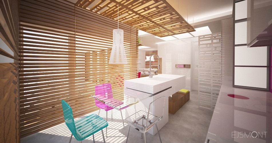 Apartament z odważną kolorystyka - projekt Ejsmont