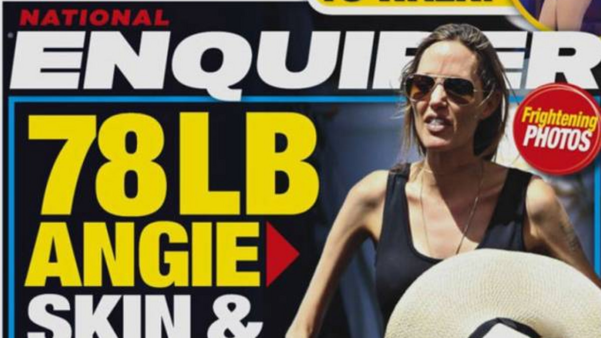 Bardzo szczupła sylwetka Angeliny Jolie od dawna wzbudza wielkie emocje, jednak na okładce najnowszego numeru „National Enquirer” 42-letnia gwiazda wygląda przerażająco i jak informuje amerykański tygodnik, aktorka waży zaledwie 35 kilogramów. Czy rzeczywiście tak jest? A może to przesadzony retusz?