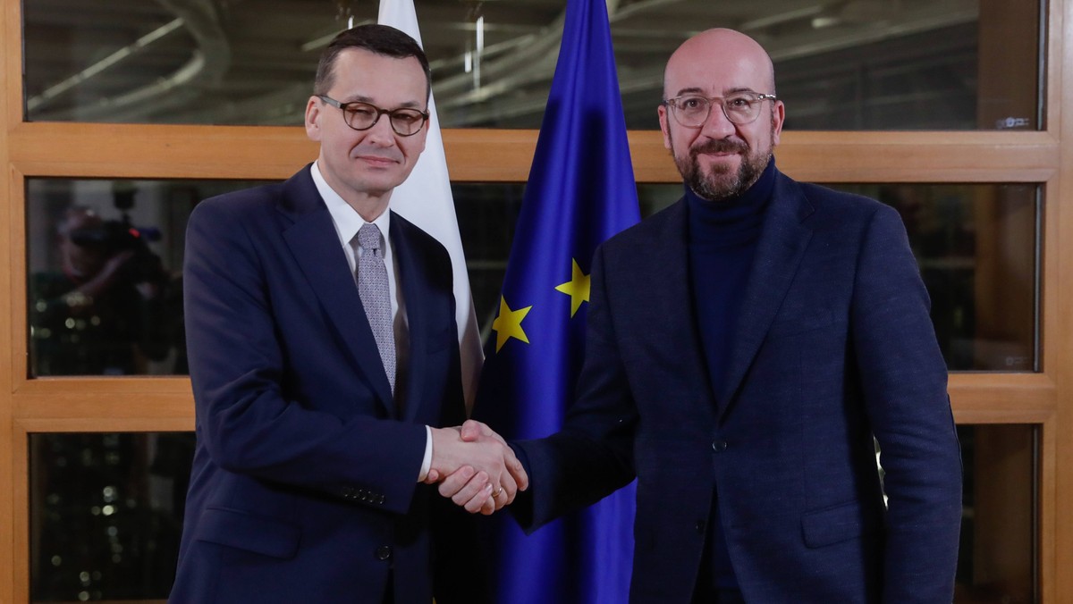 Premier Mateusz Morawiecki i Charles Michel, przewodniczący Rady Europejskiej