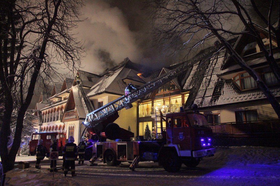 ZAKOPANE HOTEL BELVEDERE POŻAR (akcja gaszenia pożaru)