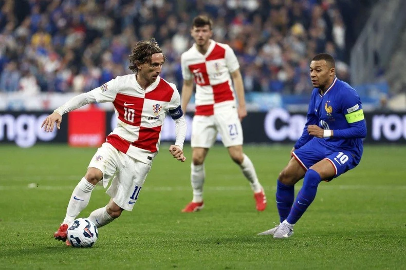 Luka Modrić u utakmici Hrvatske i Francuske u četvrtfinalu Lige nacija 23. marta 2025. | Foto: MOHAMMED BADRA/EPA-EFE/REX/Shutterstock