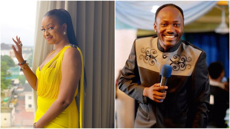 Nollywood actress Etinosa Idemudia has slammed Apostle Johnson Suleiman over bleaching statement credited to him, says his 'side piece' is guilty of it.