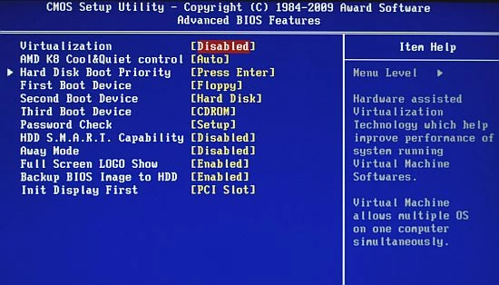 Zakładka Advanced BIOS Features