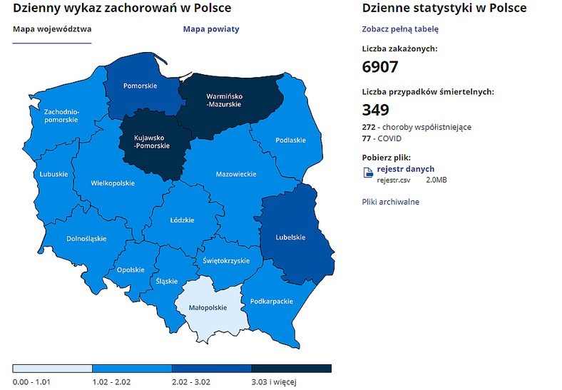 Koronawirus - zachorowania 15 grudnia 2020 r.