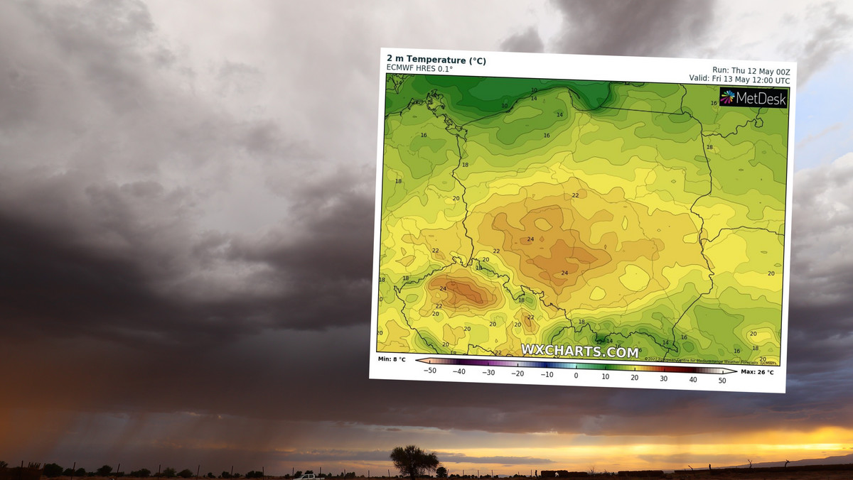 Pogoda na piątek, 13 maja. Temperatura spadnie, a lokalnie pojawią się burze