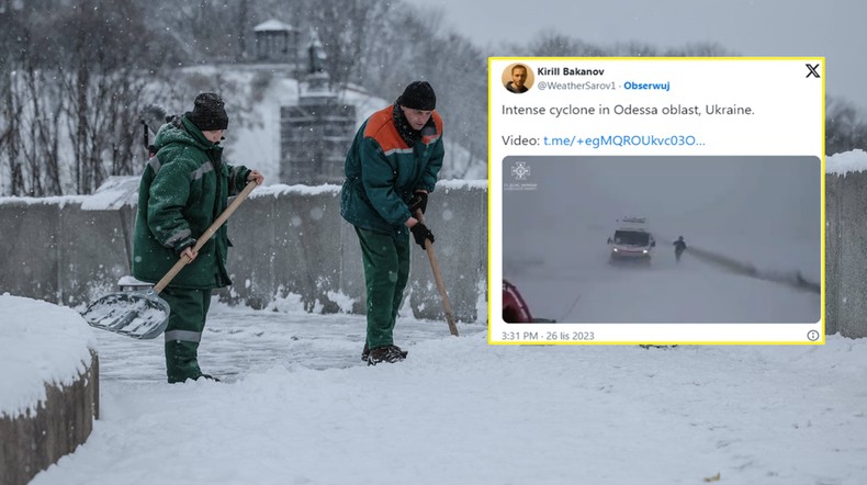 Ukraina walczy z nowym wrogiem. Wielka burza śnieżna atakuje kraj (screen: Twitter.com/@WeatherSarov1)