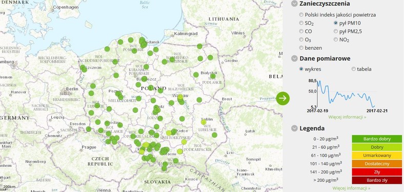 Stężenie pyłu PM10 - od godz. 3.00 do 4.00