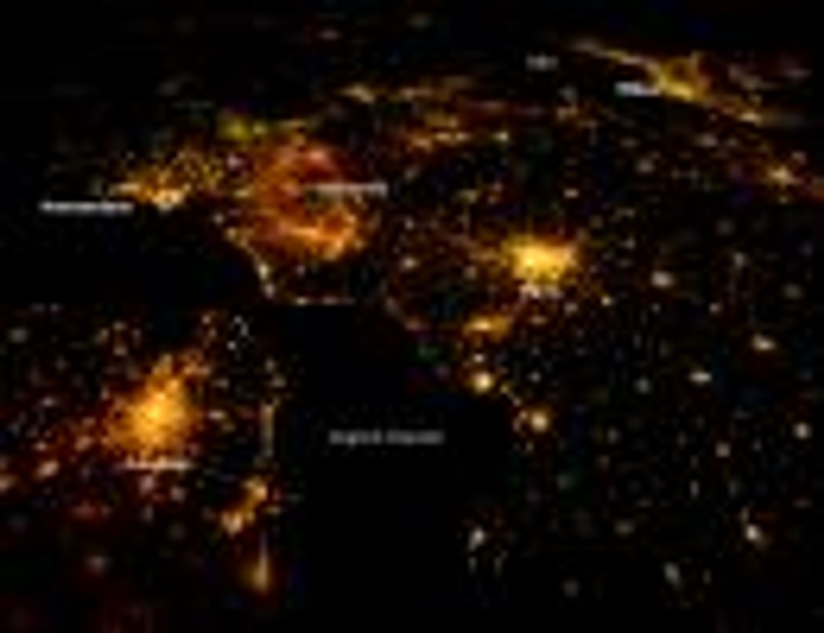 Londyn, Paryż, Bruksela i Amsterdam widziane z kosmosu nocą. Fot. dzięki uprzejmości NASA / JPL-Caltech