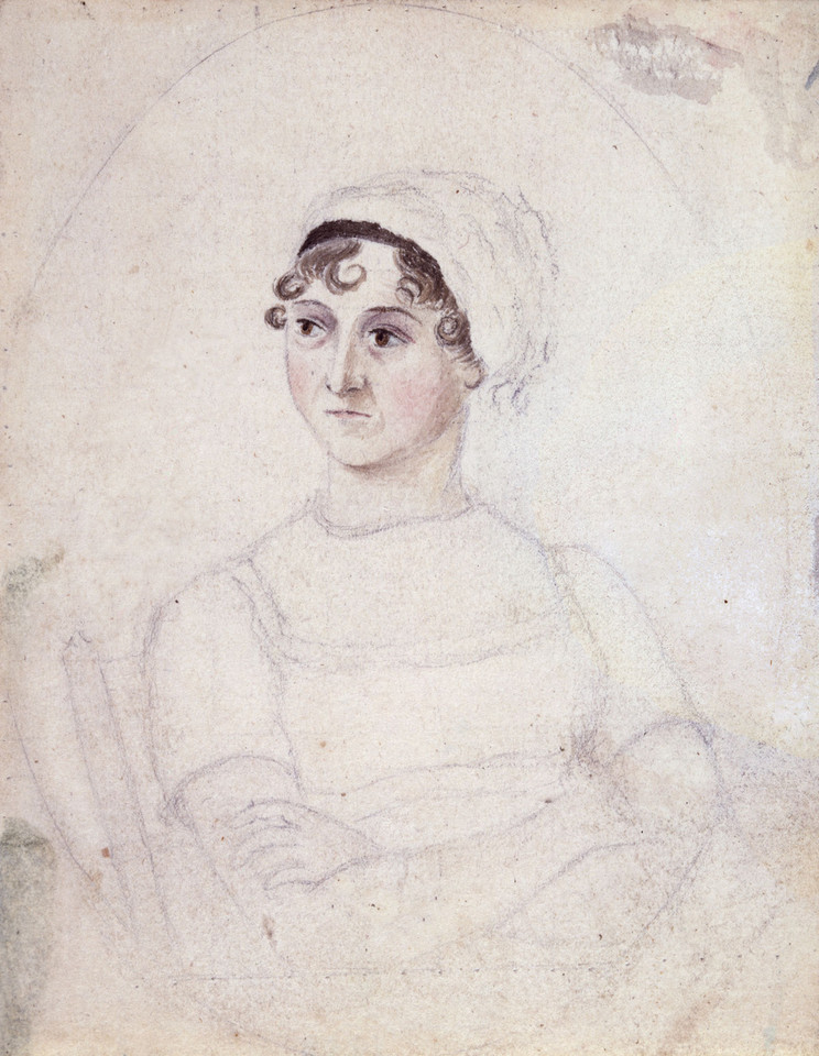 Jane Austen, jedyny zachowany portret, autorstwa siostry pisarki - Cassandry