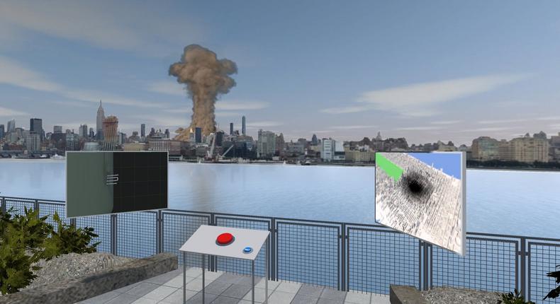 nukemap vr virtual reality demo new york city manhattan bombing simulation black mushroom cloud midtown christopher manzione