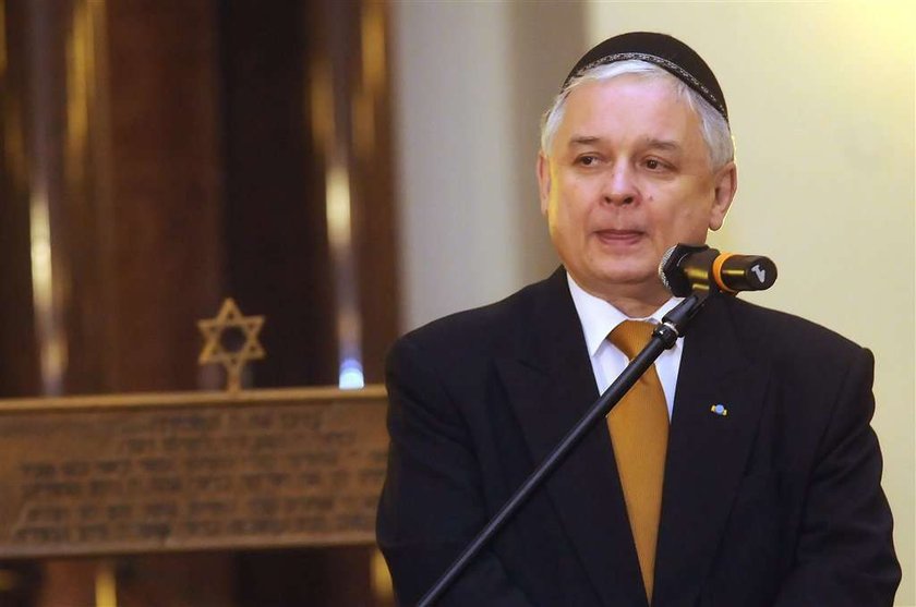 Lech KAczyński, synagoga, modlitwa