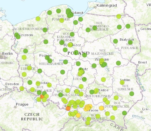 Stężenie pyłu PM10 - 2017-03 -16