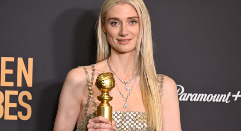 Elizabeth Debicki poses with her Golden Globe for The Crown on January 7, 2024.ROBYN BECK/AFP/Getty Images