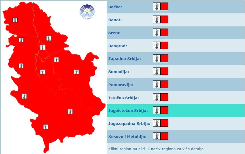 Meteoalarm za petak