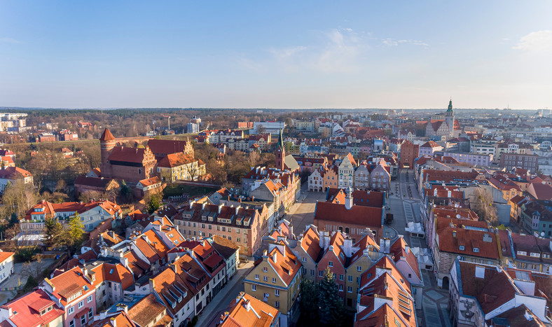 Widok na Stare Miasto w Olsztynie, Mazury