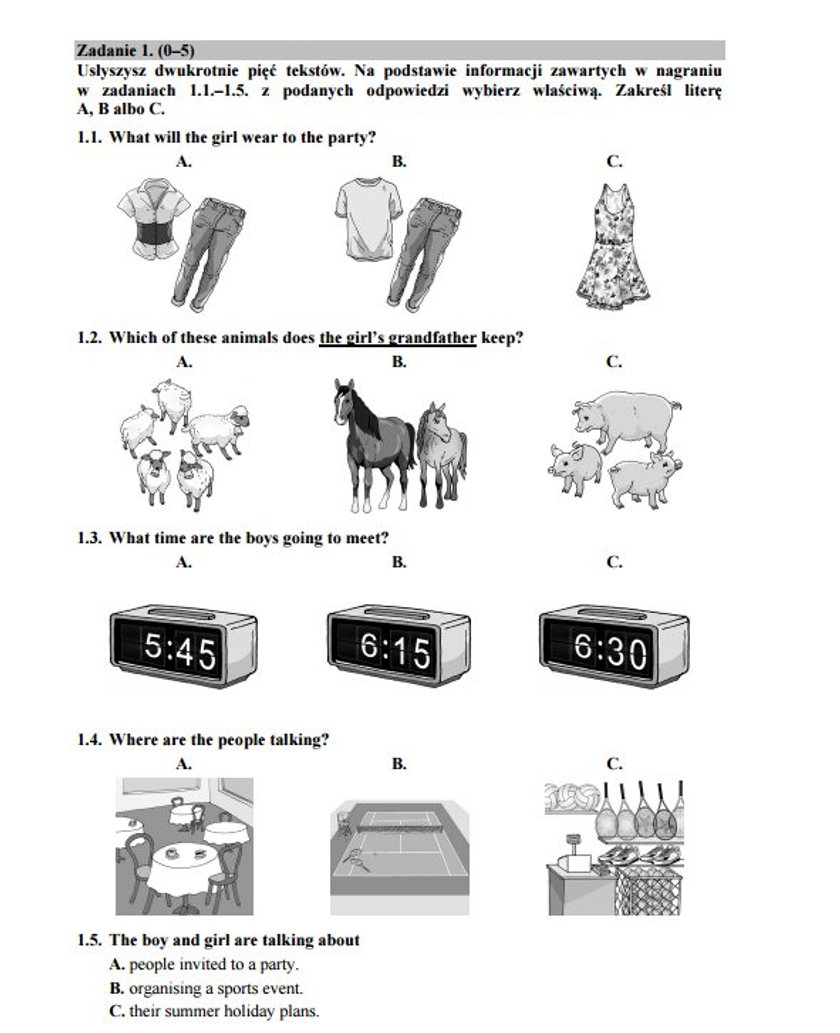 Arkusz egzaminacyjny - język angielski