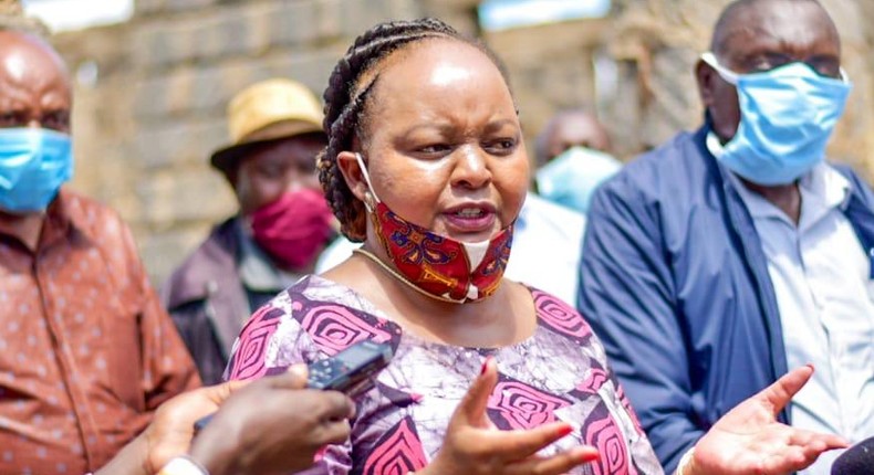 Kirinyaga Governor Anne Mumbi Waiguru inspecting a county project. 