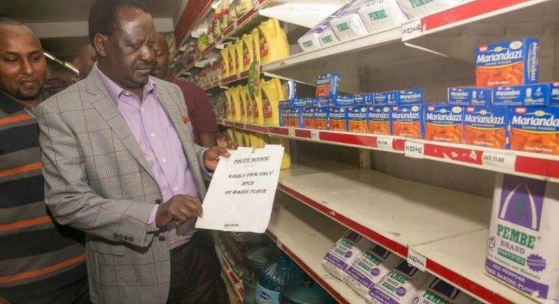 NASA presidential candidate Raila Odinga during an impromptu visit to Uchumi supermarket on Sunday, June 18, 2017.