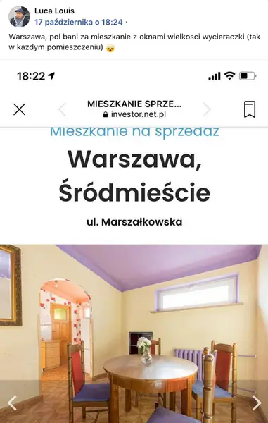 Post Łukasza Pastuszki na Facebooku