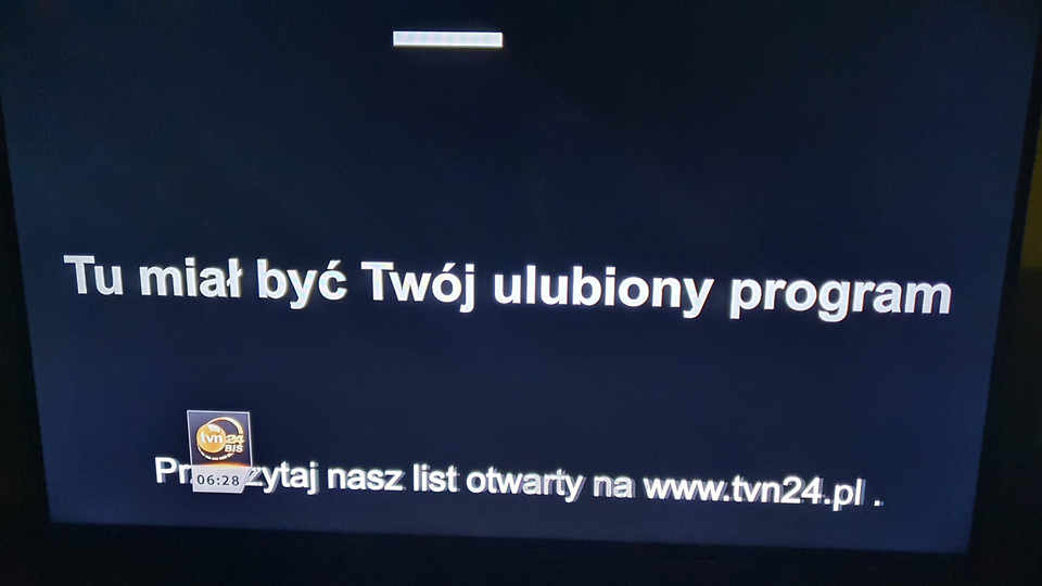 Komunikat po włączeniu TVN24 BiS