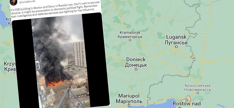 Wybuch i pożar w budynku rosyjskich służb. Kłęby dymu nad siedzibą FSB [NAGRANIA]