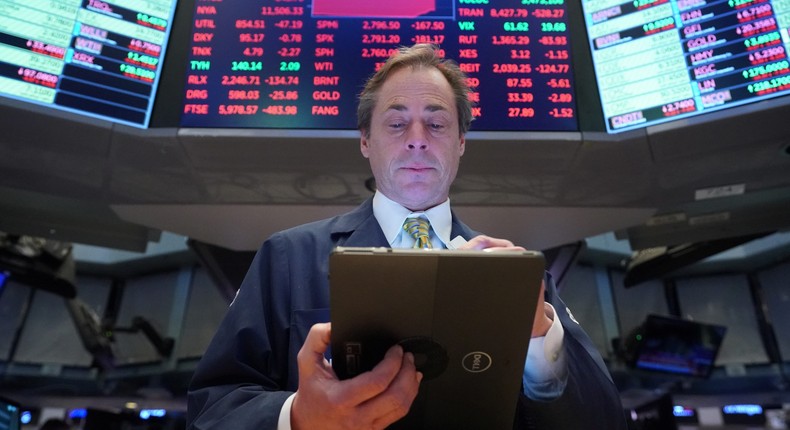 A trader works on the floor of the New York Stock Exchange (NYSE) in New York, U.S., March 9, 2020.Bryan R Smith