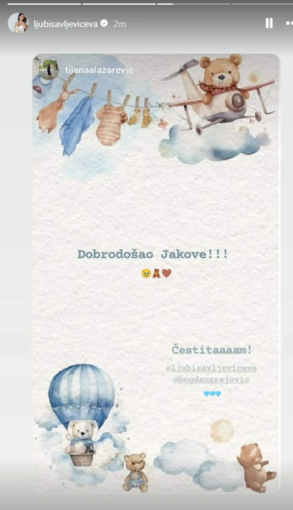 Jovana Ljubisavljević objava