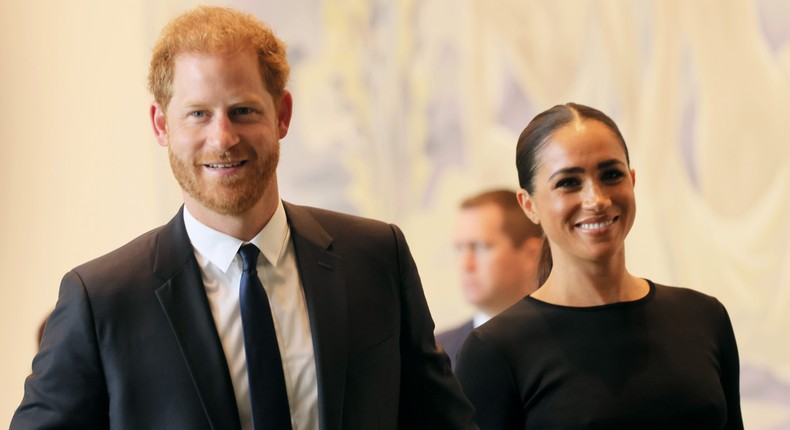 Prince Harry and Meghan Markle arrive at the United Nations Headquarters on July 18, 2022, in New York City.Michael M. Santiago/Getty Images