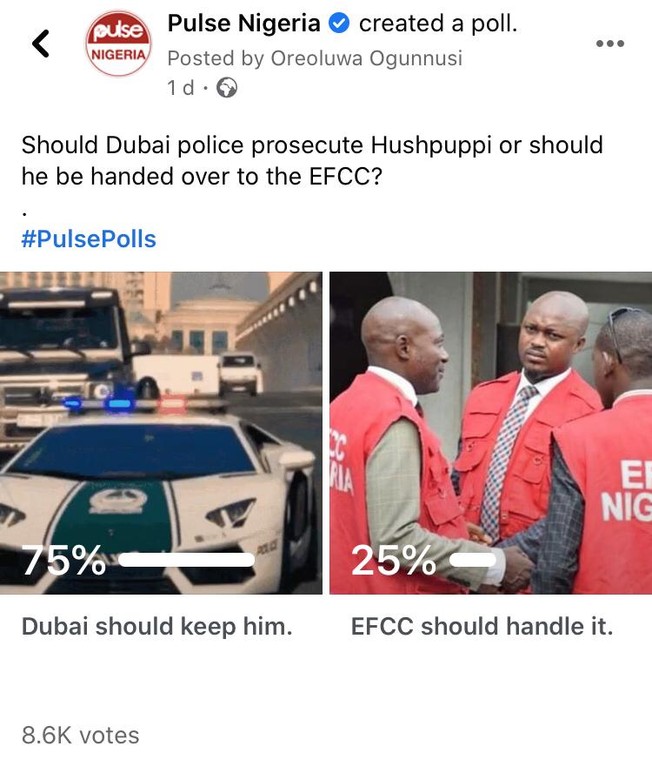 Online readers prefer Hushpuppi being tried abroad 