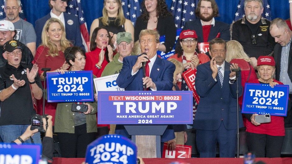 Donald Trump na wiecu w Green Bay w stanie Wisconsin, 2 kwietnia br.