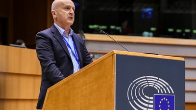 Predrag Matić podczas wystąpienia w europarlamencie, 24 czerwca 2021 r.