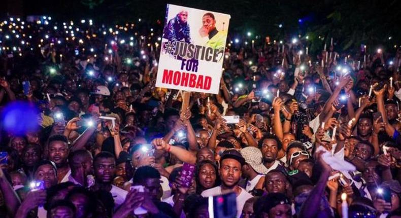Young Nigerians and celebrities showed up for Mohbad's candlelight procession on Thursday, September 21, 2023, nine days after the singer's death. [BBC]