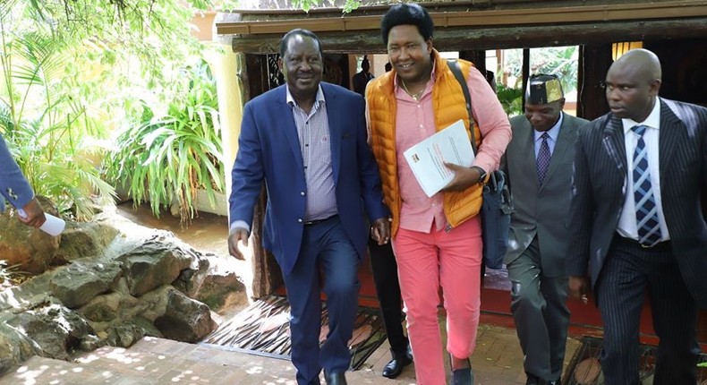 ODM Leader Raila Odinga with Narok Senator Ledama Ole Kina