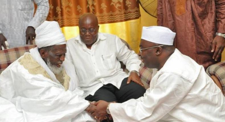 Nana Akufo-Addo with his running mate and the Chief Imam