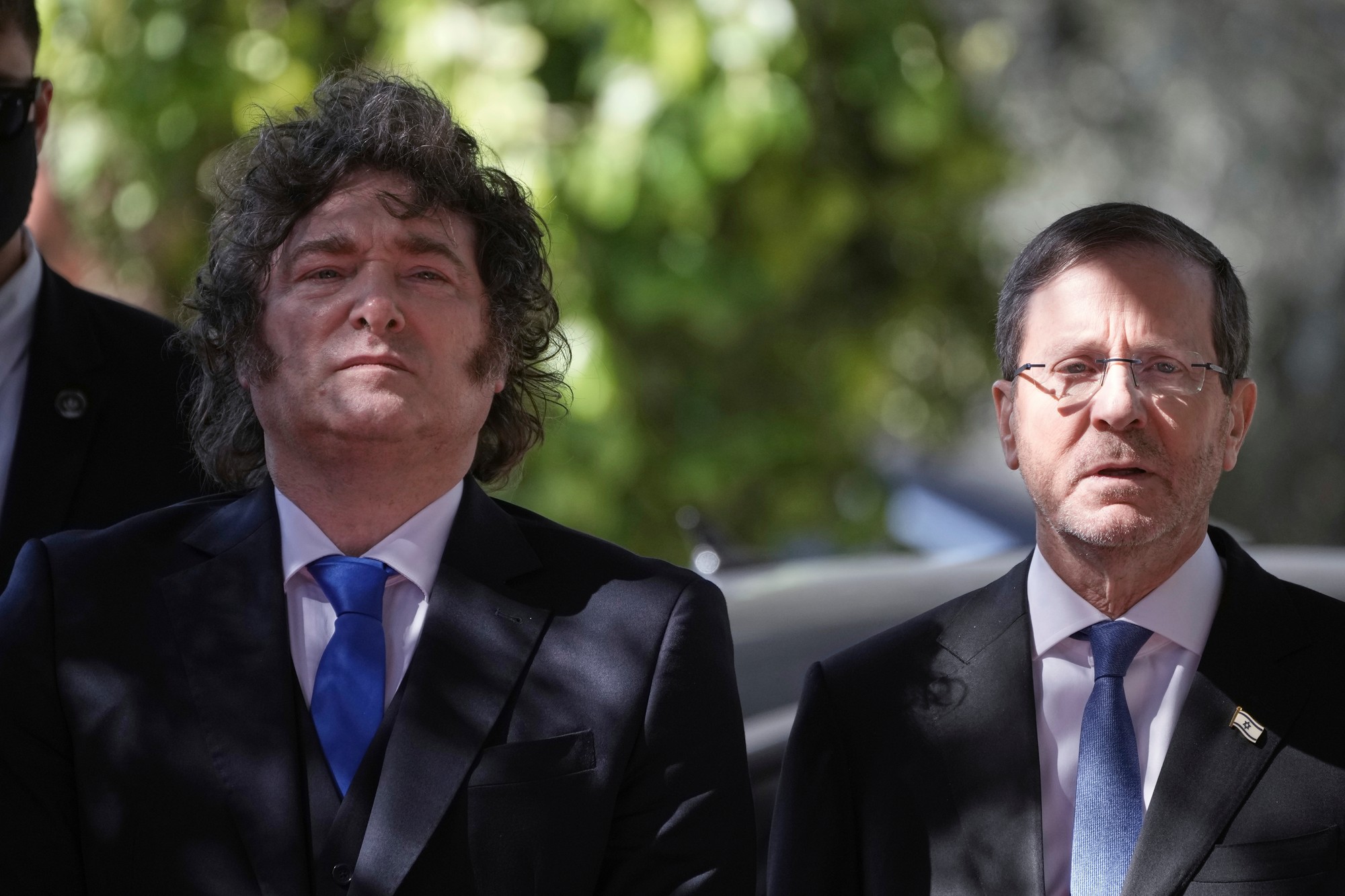 Argentínsky prezident Javier Milei a izraelský prezident Jicchak Herzog.