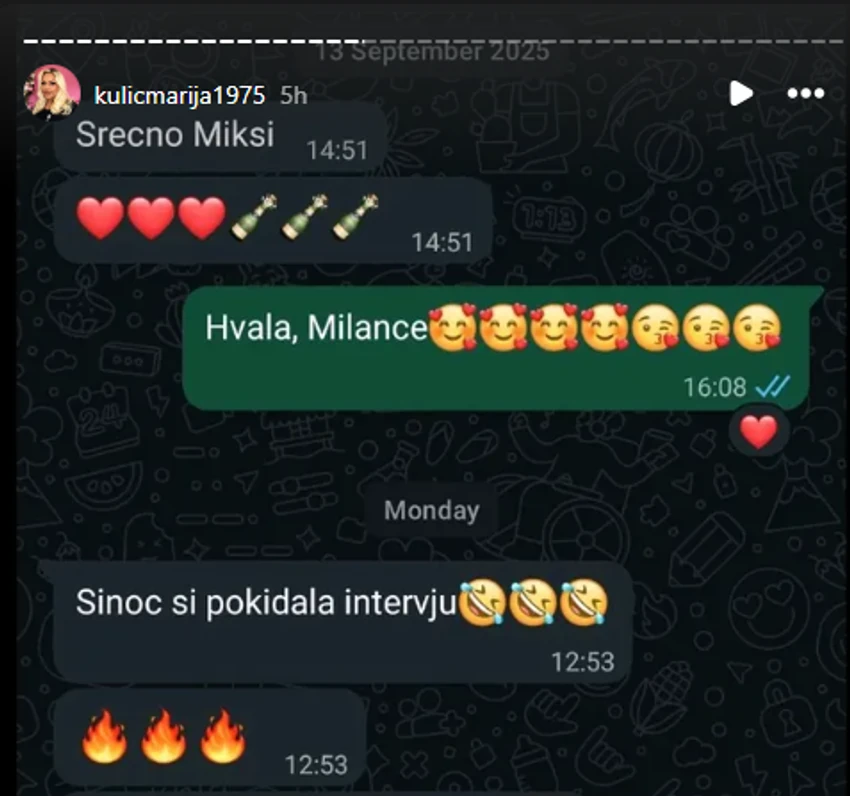 Marija Kulić objavila privatnu prepisku Miljane i Milana Miloševića, evo šta joj je slao