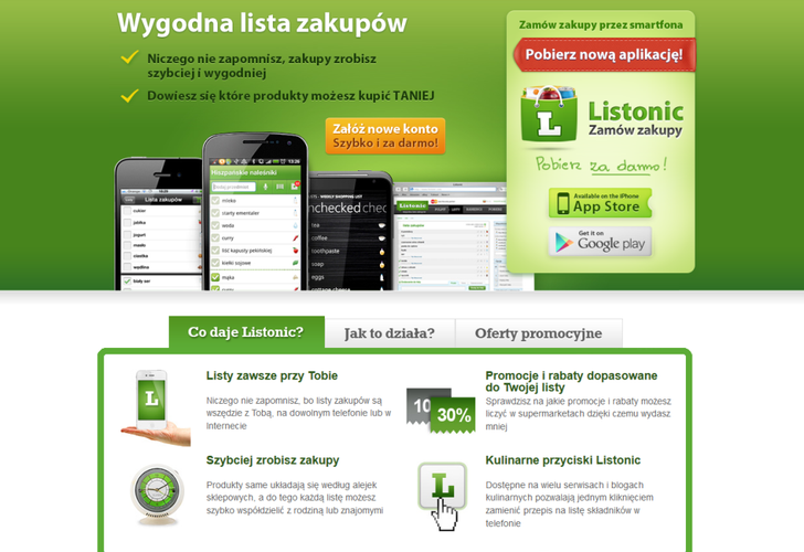 <b>Listonic</b>
<br><br>
Dzięki Listonic już nigdy nie zapomnisz o kupieniu mleka. Aplikacja umożliwia tworzenie przejrzystych list zakupów i synchronizuje je na kilku urządzeniach. Ciekawą funkcjonalnością sa przepisy - aplikacja sama podpowiada nam jakie produkty musimy dokupić, aby przygotować swoje ulubione danie. Skaner kodów umożliwia natomiast porównanie cen produktów.
<br><br>
(fot. www.listonic.com)
